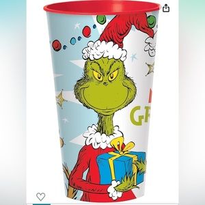amscan Grinch Christmas Plastic Cup - 32 Ounce - Multicolor BUNDLE OF 4 PCS